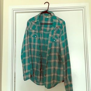 Oversized teal flannel